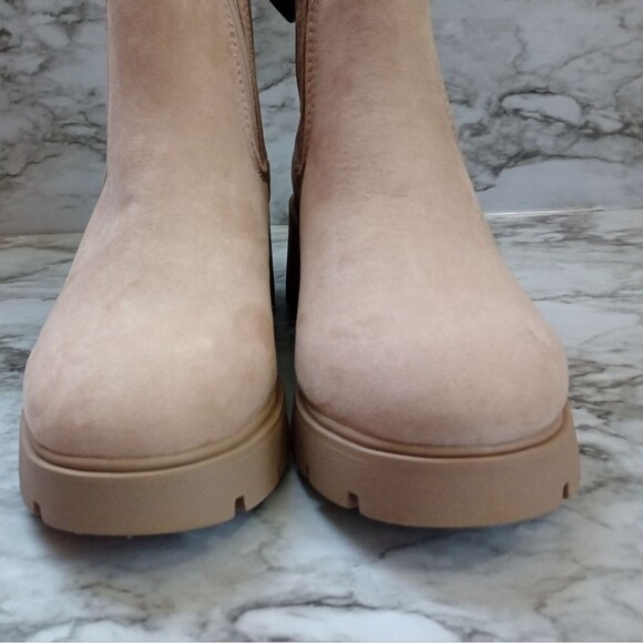 NWT No Boundaries Platform Tan Faux Suede Boots Size 10 Wide - Picture 3 of 12